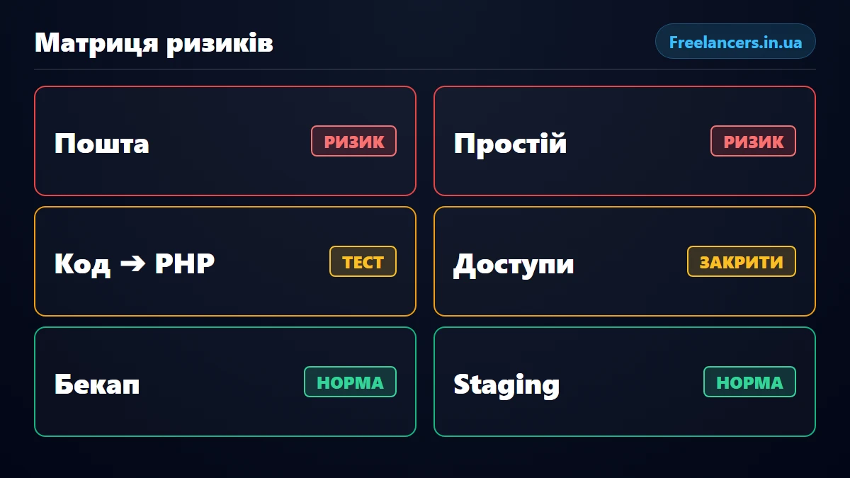 Матриця ризиків переносу сайту на VPS