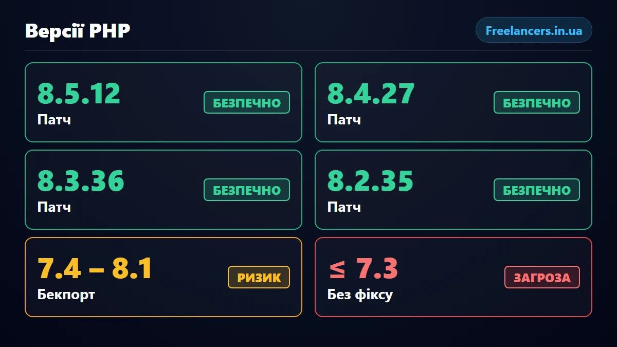Карта версій PHP: виправлені релізи, бекпорти для старих гілок та версії без виправлення