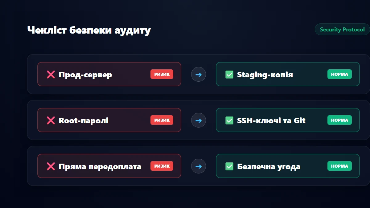 Чекліст безпечної співпраці та захисту даних під час аудиту PHP