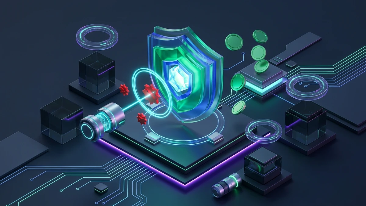 3D візуалізація безпеки PHP коду: цифровий щит, аудит вразливостей, сканування та усунення загроз